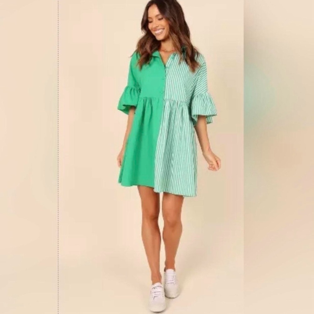 Petal & Pup Green and White Midi Dress